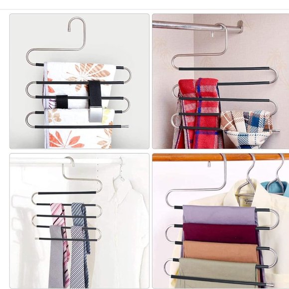 S-Shape Hangers 4 Pack, 5 Layer Stainless Steel High Quality Hangers - Picture 8 of 14